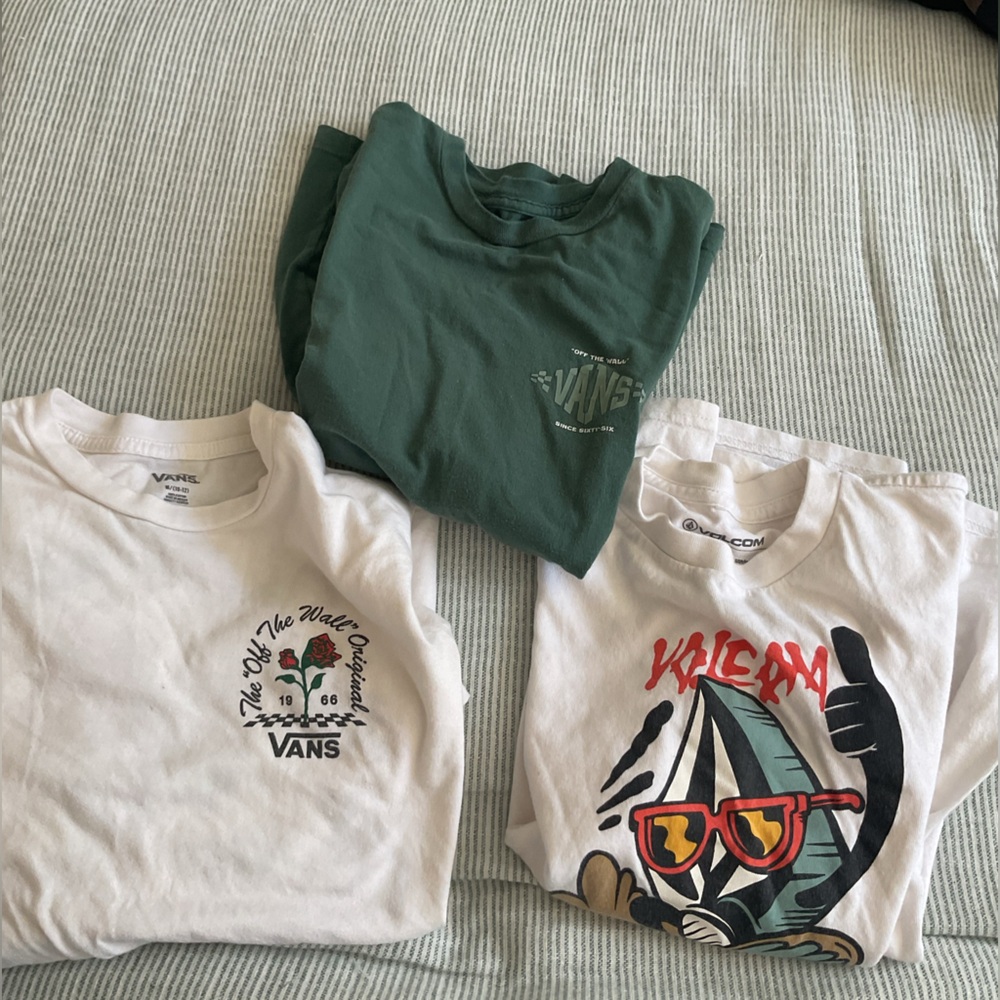 Vans youth Tees in Green and White